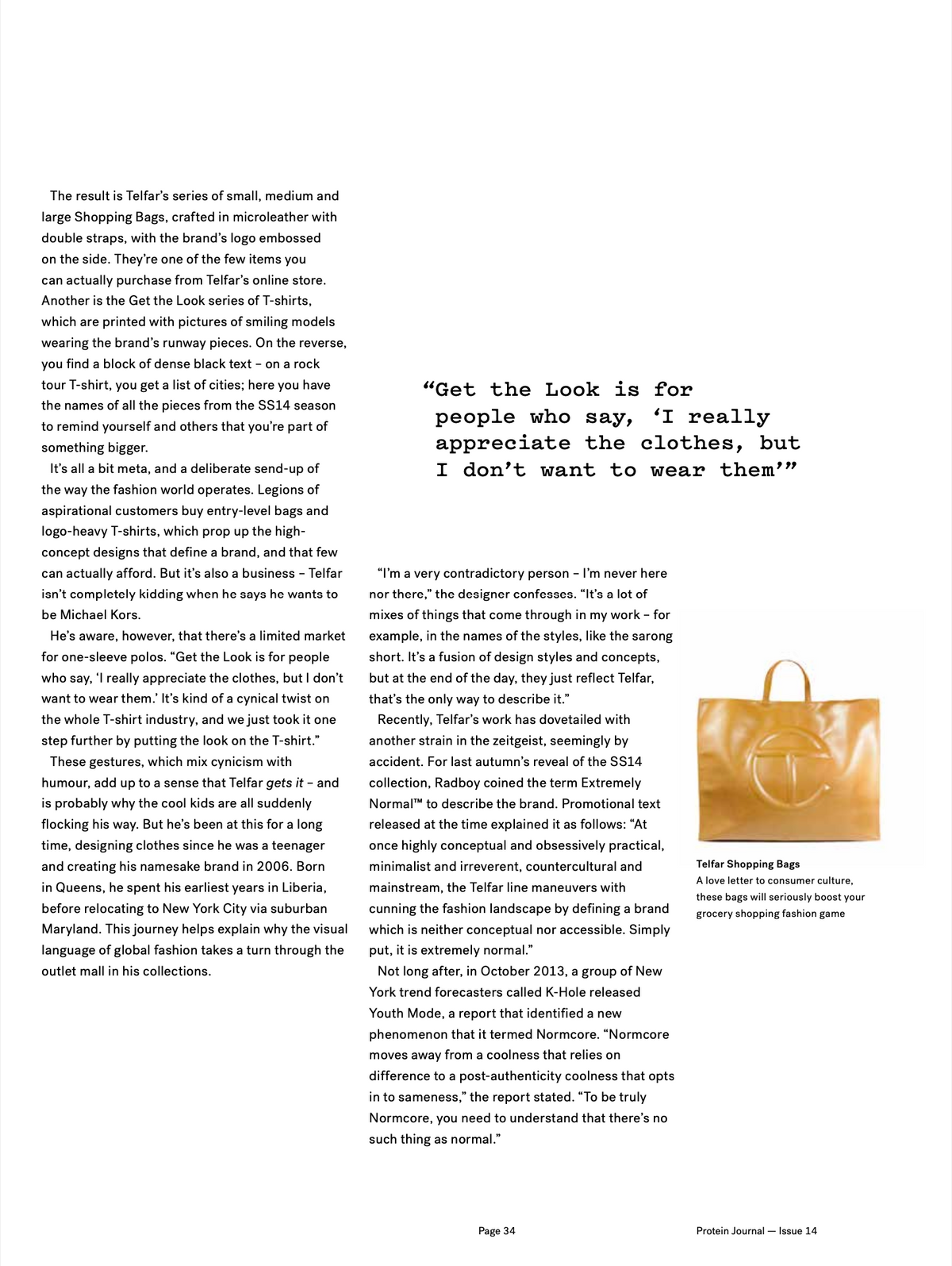 PROTEIN JOURNAL #14 [TELFAR]