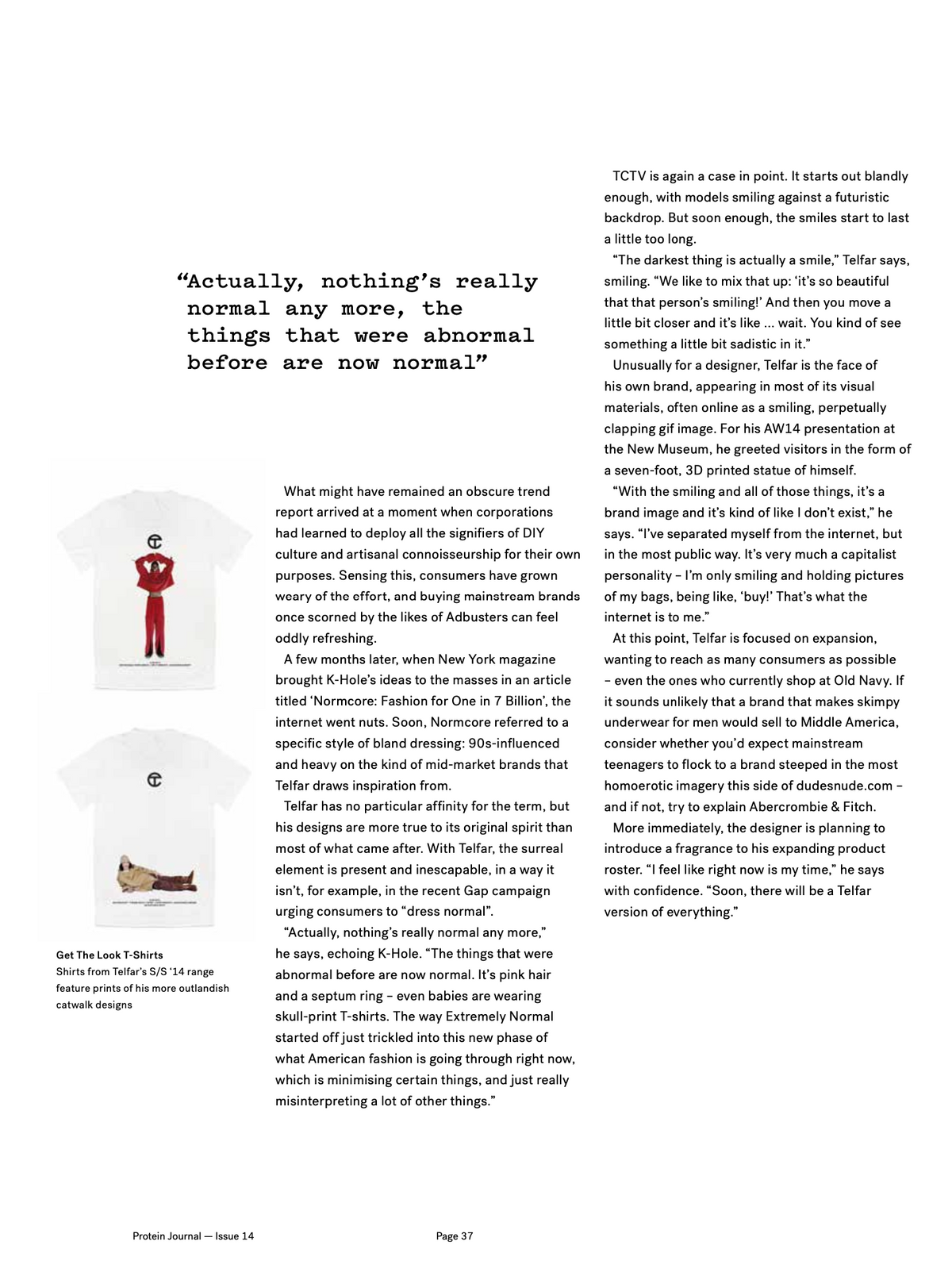 PROTEIN JOURNAL #14 [TELFAR]